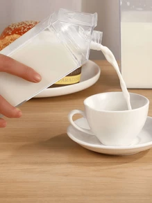 Botella de agua/caja de leche de plástico transparente de 500ml/1000ml - Recipiente portátil y reutilizable para jugo, té y leche - Diseño cuadrado, lavar a mano únicamente
