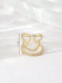Anel feminino de zircônia cúbica com design simples e micropavimento, anel versátil para uso diário