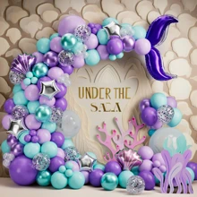 159pcs, Under The Sea Mermaid Balloon Garland Kit - Perfect For Birthday Parties, Photo Props, And Indoor Decorations Summer Mermaid Princess Deep Sea Theme,Christmas