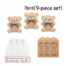 Bear Baby Shower Party Favors Mini Plush Bear Keychain With Thank You Tags Organza Bags Twine For Baby Bride Shower Wedding Party Favors