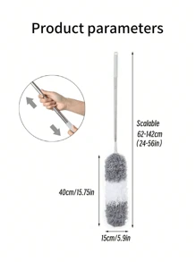 1 pieza Plumero de microfibra, Plumero extensible (acero inoxidable) de 25 a 56 pulgadas, plumeros reutilizables y flexibles, plumeros lavables para limpiar ventiladores de techo, techos altos, persianas, muebles, autos y herramientas de jardinería