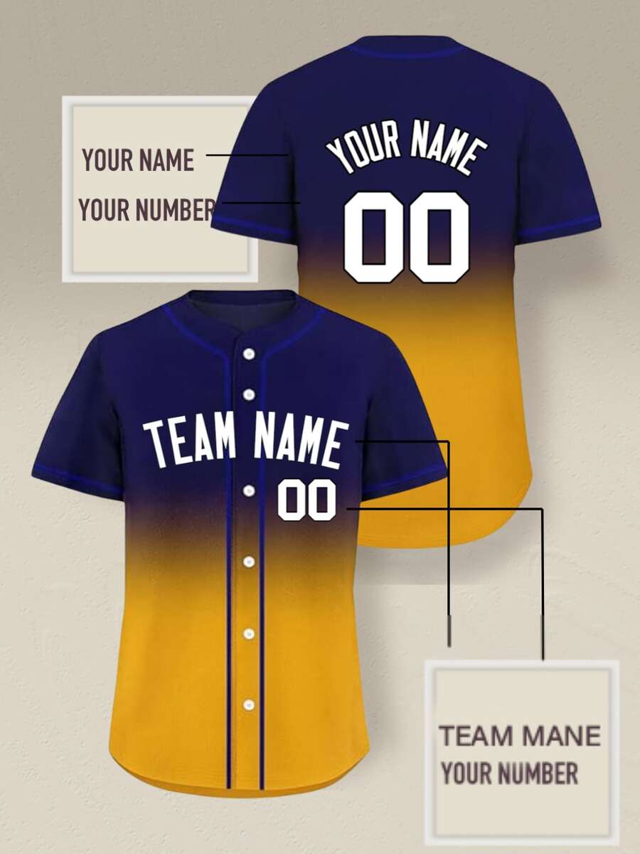 Custom Baseball Jersey Youth Personalized Softball Shirt Men Team Uniforms For Men Women - Yellow - View 1
