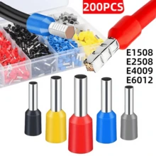 200 件 TEMINUO 线箍端子，箍连接器 16-10awg 1.5-6mm²，引线端子连接器，电线压接连接器绝缘箍引线端端子，适用于电气、工业、电源控制系统等。E1508 E2508 E4009 E6012 - 彩色 - 查看 3