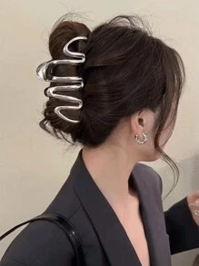 1 Peça Clipe de Metal de Moda Retrô, Pino de Cabelo em Forma de Onda de Estilo Punk de Rua, Adequado para Penteados Diários, Maquiagem, Festas e Festivais, Clipes de Cabelo, Presilha de Cabelo, Grampos de Cabelo, Clipe de Cabelo