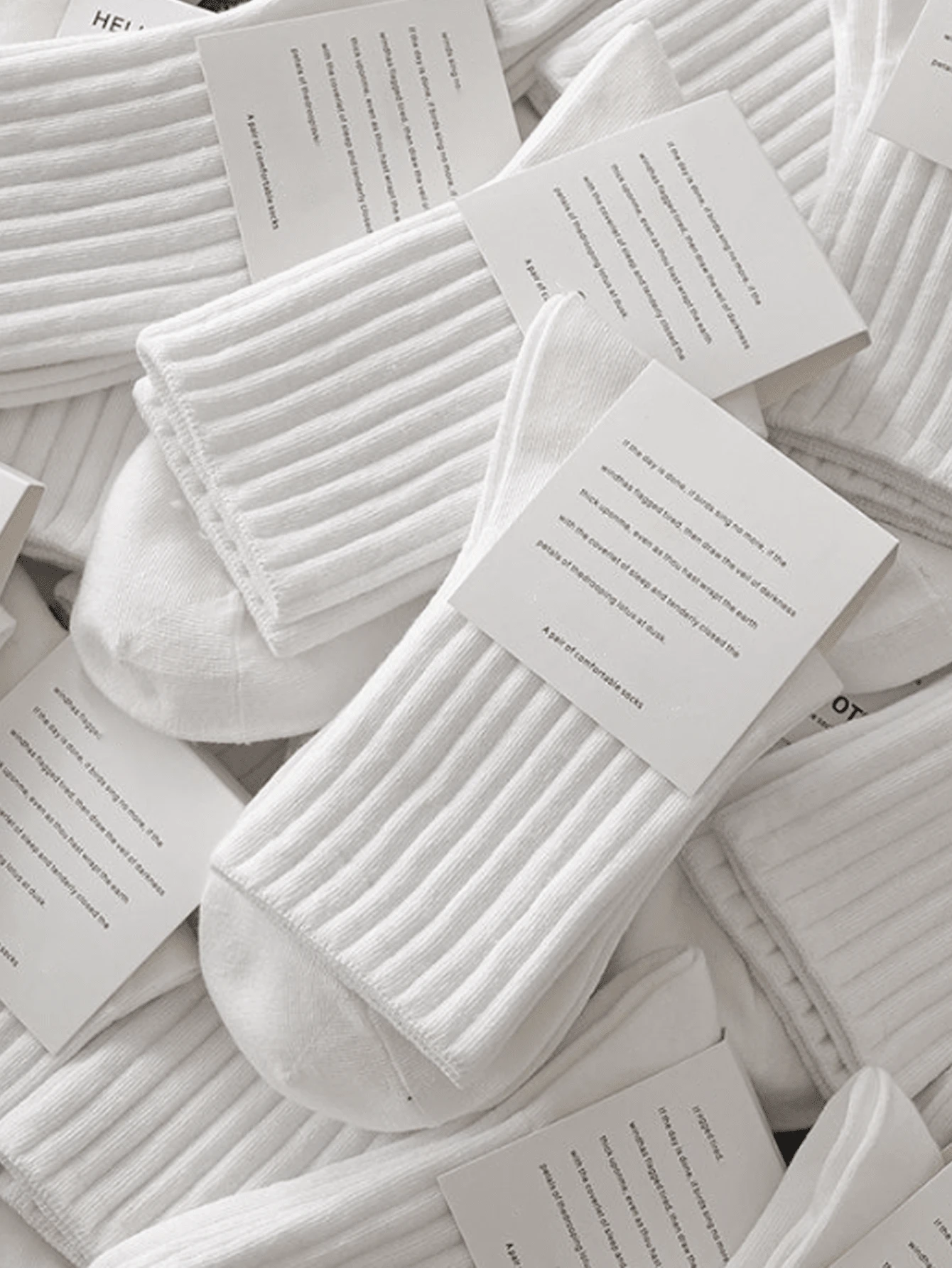 5双秋冬女士中长袜白色运动休闲袜（无纸板） - 白色 - 查看 1