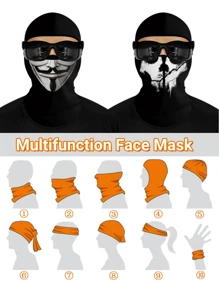 Black Breathable Full Face Mask UV Protection Punk Skull Print Balaclava For Cycling Skiing Outdoor Sports