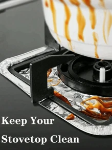 50/10/5pcs Disposable Aluminum Foil Gas Stove Oil Splash Guard, Square Resistant High Temperature Gas Stove Waterproof, Oil-Proof Cover Cleaning Pad For Kitchen Stove
