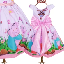 Children's Themed Party Dress For Galinha Pintadinha And Pepa - 乾枯玫瑰色 - 查看 3