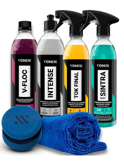 Kit Limpeza De Carro Completo Fácil  E Prático Cera Shampoo Vonixx