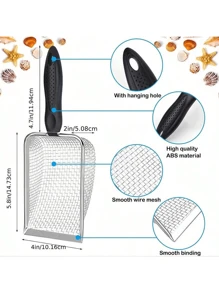 1 件不锈钢沙滩筛铲，带多用途网状过滤器 - 带手柄的花园土壤筛 - 花园筛，贝壳沙滩筛铲，鲨鱼齿筛，非常适合沙子、岩石、泥土、堆肥 - 非常适合园艺使用