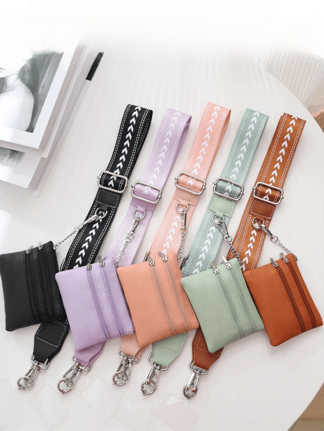 手机壳可拆卸肩带，方便的可拆卸夹式肩带，可用作单肩包或斜挎包，多用途可调节肩带，适用于女士钱包迷你钱包钱包