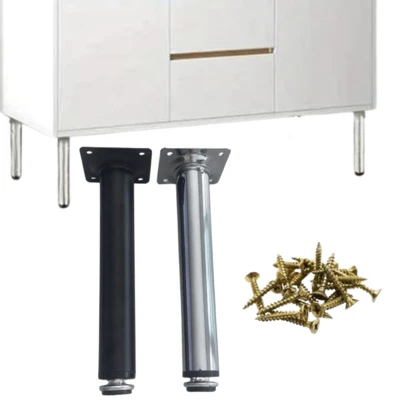 Pés Para Móveis E Sofás Regulável Redondo 20cm Apoio Metálico De Altura Ajustável Ideal Para Estantes Armários,Racks E Estruturas Planejadas Kit com 4 Unidades