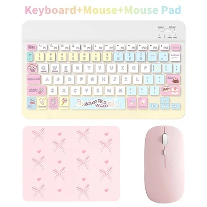 Conjunto de teclado y ratón Bluetooth, teclado inalámbrico portátil (150mAh) y conjunto de ratón, compatible con tabletas , Apple iPad, sistemas Android y superiores, sistemas Windows (Edición Desierto)