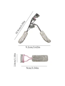 1 套精致水钻钢睫毛夹和梳子，用于卷曲和定型睫毛的睫毛修饰工具，小巧便携，非常适合节日礼物