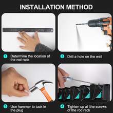 BILLINGS Fishing Rod Holder,Fishing Rod Rack For Garage Storage And Wall Storage,Fits Most Rods Of Diameter 3-19mm,Fishing Pole Holder Holds 9 Rods Or Fishing Gear Set,Fishing Gifts For Men Women - Multicolor - View 5