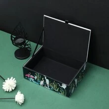 1 Stück Aufbewahrungsbox für Schmuck mit Glas-Druckmotiv im Ölgemälde-Stil mit Reiher & Flamingo