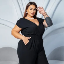 LIA ROSA Plus Size Jumpsuits - שחור - ראה 6