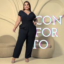LIA ROSA Plus Size Jumpsuits - שחור - ראה 2