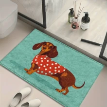 1pc Dachshund In Red Polka Dot Outfit Animal Pattern Bathroom Mat, Cute Pet Design Carpet, Fine Sand Faux Wool Washable Bottom Bath Mat, Machine Washable Rug, Anti-Slip Mat, Room Carpet, Entrance Rug, Area Rug, Living Room Rug - Multicolor - View 13