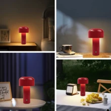 Cordless Mushroom Table Lamp LED Rechargeable Light Touch Control 3 Colours,Lamp,Bedside Lamp,Bedroom Decor,Lamp Bedroom,Room Decor Bedroom,Home Decor Living Room - Red - View 6