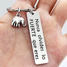 1 pieza Llavero de acero inoxidable con elefante de energía positiva inspiradora, decoración para coche, mochila, regalo de Navidad para hombres