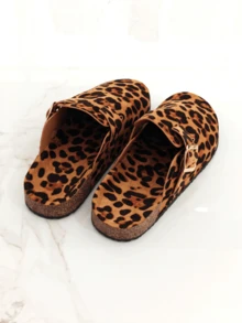 RevReaL Women's Fashion Platform Slippers, Round Toe With Square Buckle Decoration Spring Shoes Spring Break Easter - LEOPARD - View 4