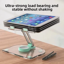 Transparent Acrylic 360 Degree Rotating Foldable Mobile Phone Holder Desktop Stand Compatible With Ipad 9.7 Air 4 5 Mini6 11 Mi Pad Compatible With IPhone, Android Phone, Gift For Birthday, Family, Friends Phone Stand, Phone Accessories