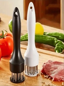 1pc Meat Tenderizer, 21 Needle/16 Blade Stainless Steel Cooking Tool, Kitchen Gadget, Kitchen Accessory, Turkey Tool, Meat Tool, Random Color