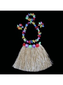 1 套，夏威夷草裙热带夏威夷草裙夏季海滩度假夏威夷派对礼物创意礼物派对装饰草裙表演花环草裙，个性花环装饰夏威夷派对装饰花项链、头带和腕带，圣诞节母亲节毕业典礼（花环 = 随机颜色花环） - 彩色 - 查看 9