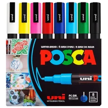 Set de marcadores acrílicos UNI Feutre, nuevo empaque, PC-1M, PC-3M, PC-5M, bolígrafo para póster publicitario POP, dibujo, manualidades de arte para estudiantes, útiles escolares