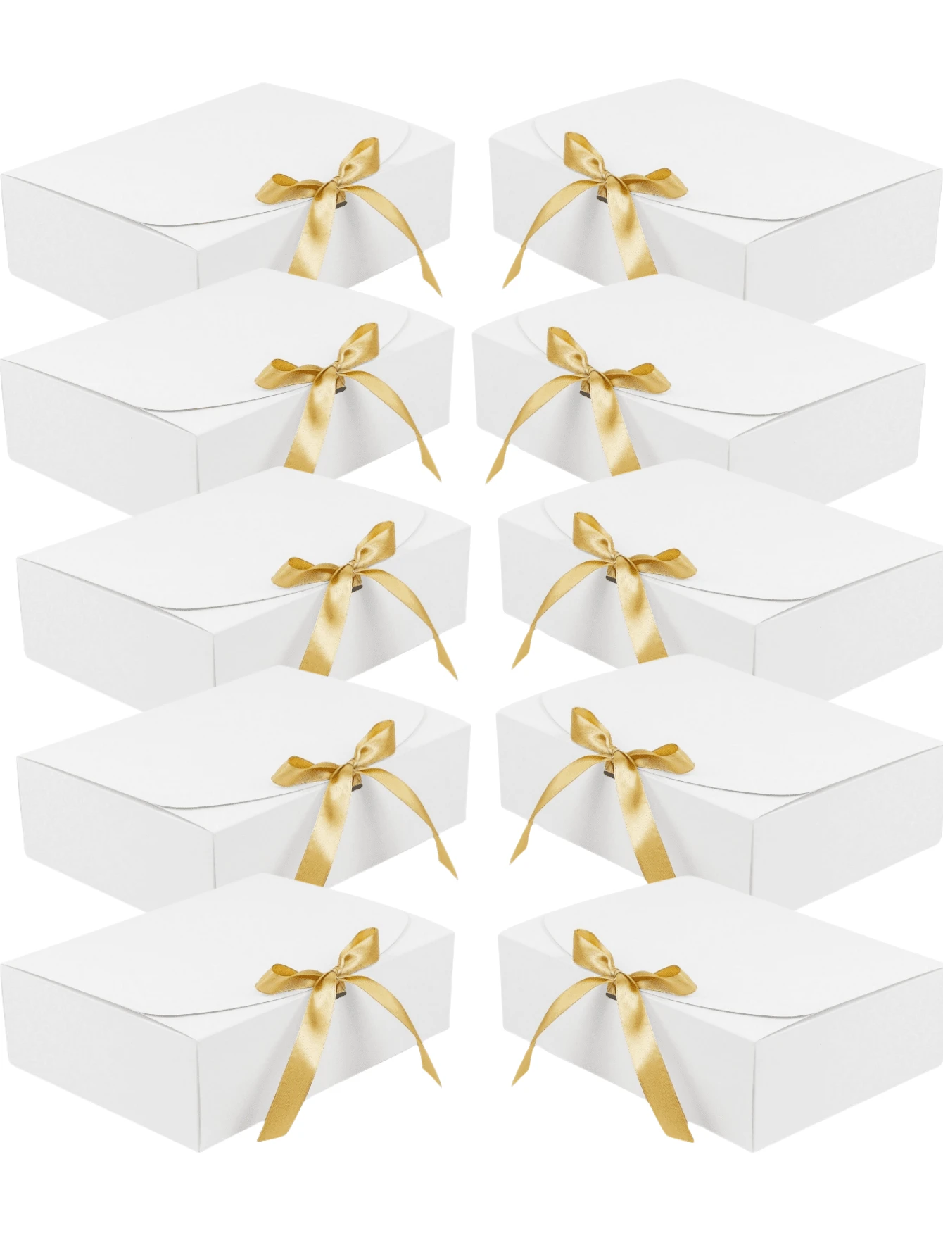 5/10 piezas Caja de papel con tapa abatible + Caja de regalo con lazo, adecuado para regalos de cumpleaños, obsequios de banquetes de boda y embalaje de regalos para festivales