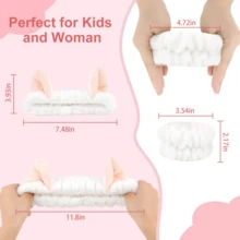 3 件套发带猫珊瑚毛绒头带可爱柔软发带蝴蝶结头带洗脸化妆头带绷带女孩配饰、护肤头带、美容、护肤产品、水疗、自我护理、护肤工具、面部护理、美容师用品、皮肤、洗面奶、面部 - 彩色 - 查看 4