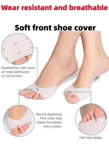 1Pair Unisex White Honeycomb Breathable Silicone Foot Protector Anti-Friction Cushion Pads,Silicone Forefoot Pad Half Insole, Breathable & Elastic Insoles,Anti-Wear Foot Cushions, Forefoot Cushioning Shoe Supports For Women And Men,Toe Separator,Foot Care,Outdoor,Travel,Travel Accessories,Heels,Toe Protector