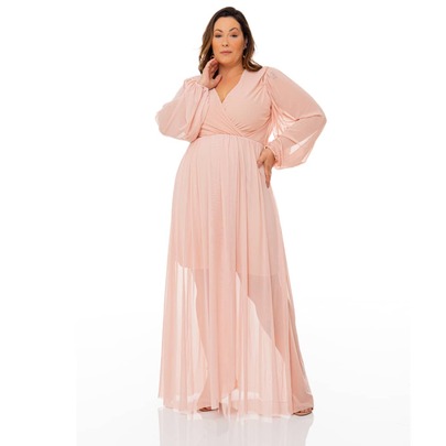 Holy Lia Vestido Plus Size Festa Longo Tule Com Brilho 2 Em1  G1 G2 G3