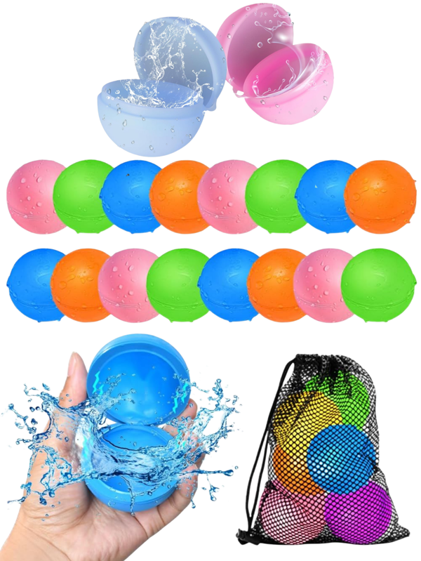 Set de 6/12/18 globos de agua de silicona para playa y piscina, globos de agua reutilizables para juegos de fiesta en actividades al aire libre de verano, juegos acuáticos en la playa, accesorios de piscina, juguetes de playa, diversión de globos de agua autosellantes para juguetes de verano.