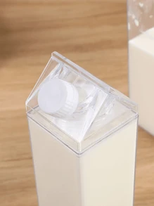 Botella de agua/caja de leche de plástico transparente de 500ml/1000ml - Recipiente portátil y reutilizable para jugo, té y leche - Diseño cuadrado, lavar a mano únicamente