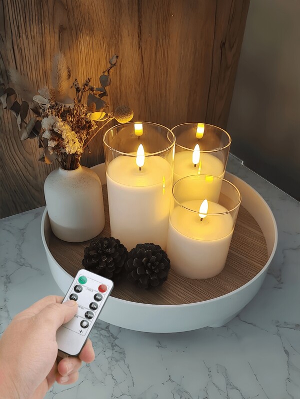 3 Stücke flammenlose Kerzen, batteriebetriebene Kerzen (4", 5", 6"), Stumpenkerzen, flackernde LED-Kerze, Tischdeko-Kunstkerzen, elfenbeinweiß, geeignet für Geburtstage, Abschlussgeschenke, Junggesellenabschiede, Brautjungferngeschenke, Vatertagsgeschenke, Lehrergeschenke, Heiratsanträge für Brautjungfern, Gastgeschenke für Hochzeitsgäste, Dekoration für Geburtstagspartys und Hochzeitsartikel