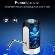 1x USB oplaadbare elektrische waterpomp, compact en elegant ontwerp, eenvoudige installatie, handig en praktisch, bediening met één knop, blauw lichtdisplay, opladen via USB, kan ongeveer 6 emmers van 19 liter flessenwater pompen op een volle lading, waterpompmotor