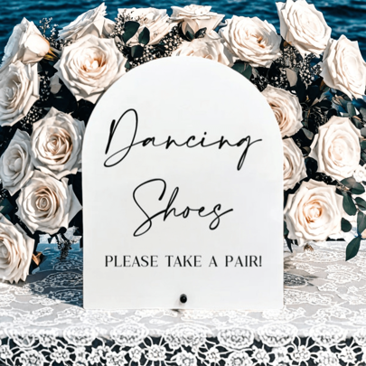 Panneau acrylique de chaussures de danse, panneau de mariage de style minimaliste pour la décoration de la piste de danse, la décoration du bureau pour la fête de fiançailles, la réception et la douche de mariée, panneau acrylique avec support, faveurs de mariage