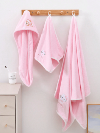  Sanrio 1-delad Sanrio tecknad söt KT-katt korallfleecehandduk badhandduk torrt hår mössa set Hello Kitty mjuk vattenabsorberande ansiktstvätt handduk hem present presentask badrumsdekor höstdekor tillbaka till skolan hårmössa duschhanddukar för skönhetssalong, hotell sport, heminredning, handduk, hudvård hårtorkande handdukslinda