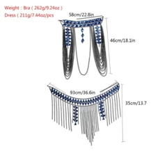 New European & American Cross-Border Sexy Blue Acrylic Multi-Layer Tassel Body Chain Waist Chain Accessory Set - Multicolor - View 5