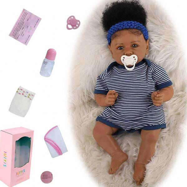 Reborn Doll 50 Cm African Skin Reborn Baby Doll: Soft-Touch, Musical Fun For Kids Aged- Perfect New Year & Birthday Gift!