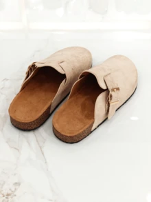 RevReaL Women's Fashion Platform Slippers, Round Toe With Square Buckle Decoration Spring Shoes Spring Break Easter - Beige - View 3