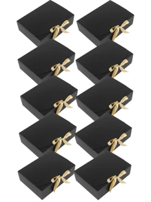 5/10 piezas Caja de papel con tapa abatible + Caja de regalo con lazo, adecuado para regalos de cumpleaños, obsequios de banquetes de boda y embalaje de regalos para festivales