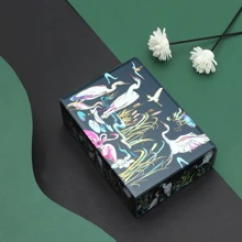 1 Stück Aufbewahrungsbox für Schmuck mit Glas-Druckmotiv im Ölgemälde-Stil mit Reiher & Flamingo
