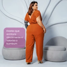 LIA ROSA Plus Size Jumpsuits - 駝色 - 查看 4