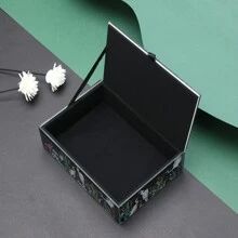 1 Stück Aufbewahrungsbox für Schmuck mit Glas-Druckmotiv im Ölgemälde-Stil mit Reiher & Flamingo