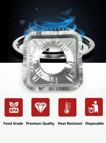 50/10/5pcs Disposable Aluminum Foil Gas Stove Oil Splash Guard, Square Resistant High Temperature Gas Stove Waterproof, Oil-Proof Cover Cleaning Pad For Kitchen Stove