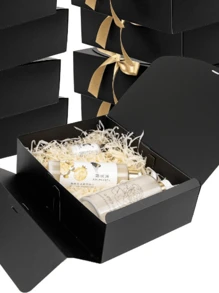 5/10 piezas Caja de papel con tapa abatible + Caja de regalo con lazo, adecuado para regalos de cumpleaños, obsequios de banquetes de boda y embalaje de regalos para festivales