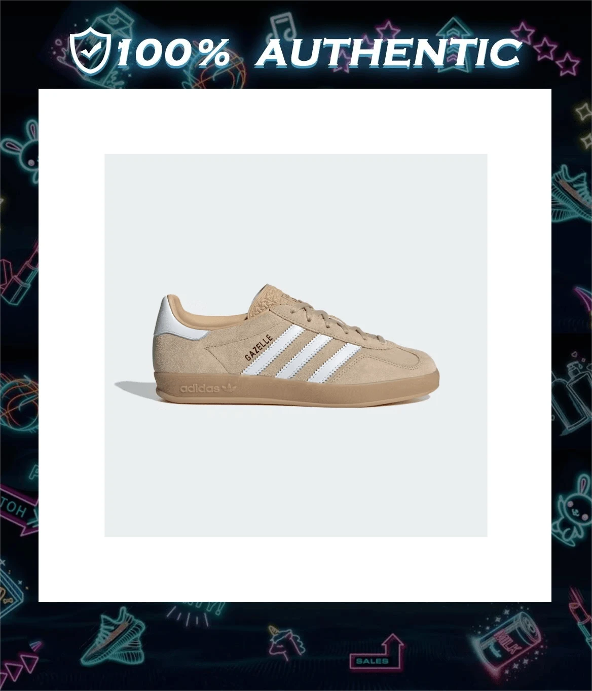 ADIDAS Originals Gazelle Indoor Shoes Adidas Gazelle Indoor Magic Beige (Women's) IH5482 Color:Magic Beige / Cloud White / Gum - Magic Beige / Cloud White / Gum - View 1